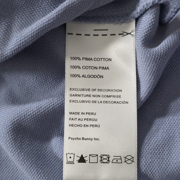 Psycho Bunny Polo Shirt Men 5 / M Lavender SS Logo Pique Edgy Preppy Cotton Bold - Picture 9 of 14